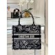 디올 Dior Small Dior Book Tote Black Plan de Paris Embroidery 26.5cm