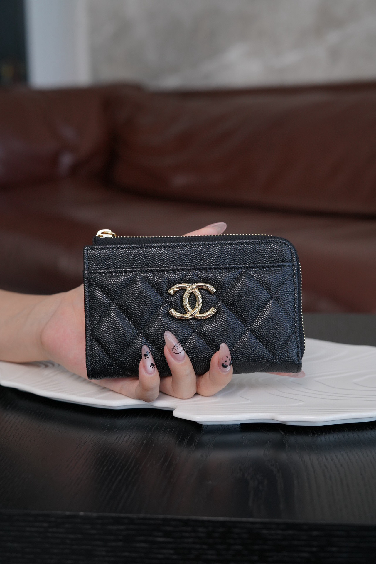 샤넬 Chanel 24S Zipped Card Holder Black 13CM