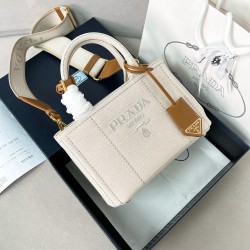 프라다 Prada 1BA038 코튼 캔버스 미니 핸드백 22cm