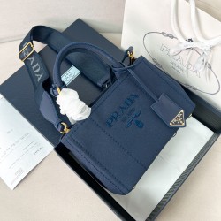 프라다 Prada 1BA038 코튼 캔버스 미니 핸드백 22cm