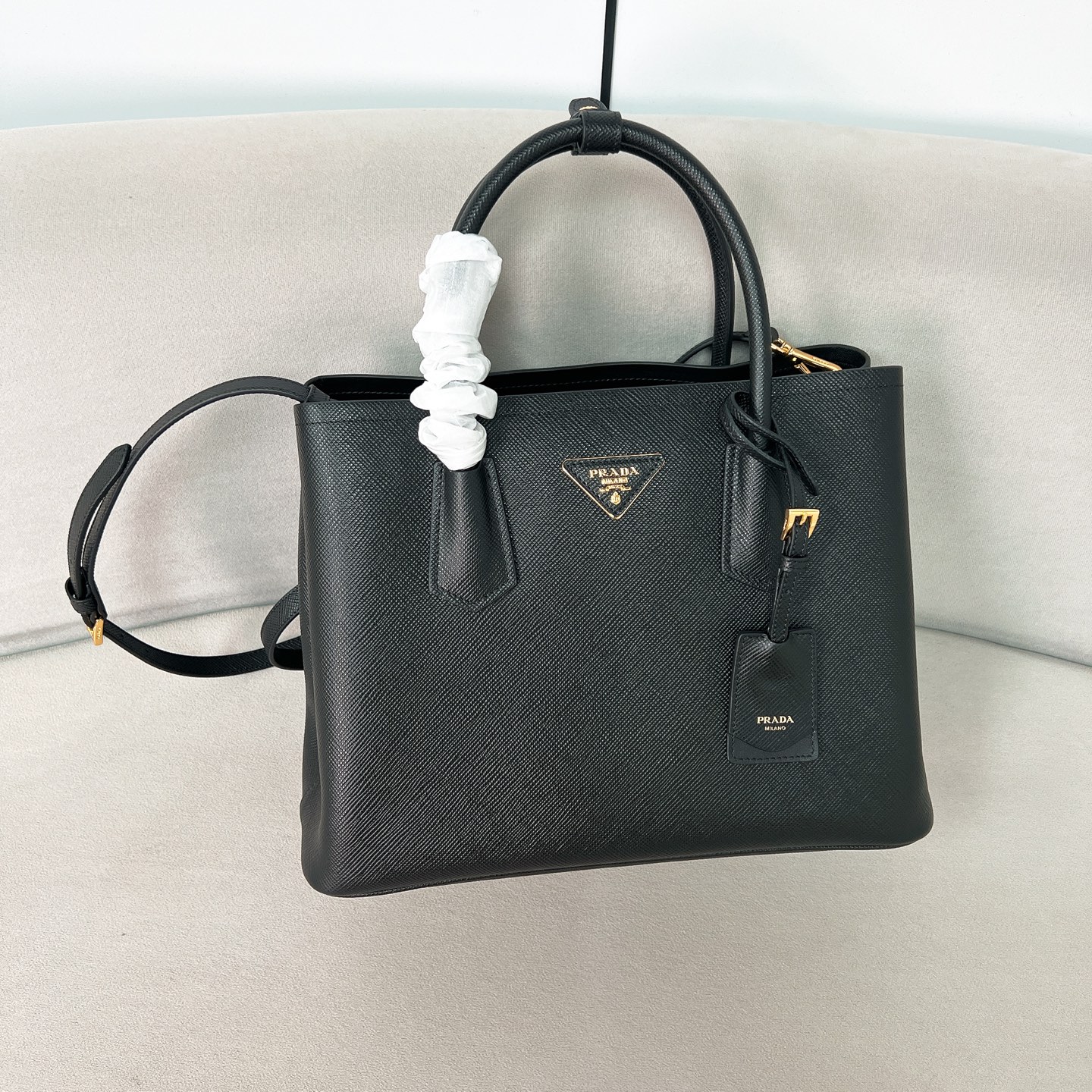 프라다 Prada 1BG775 두블레 사피아노 가죽 백 33cm