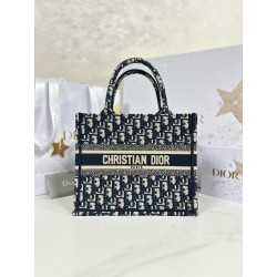 디올 Dior Small Dior Book Tote Oblique Jacquard Blue 26.5cm