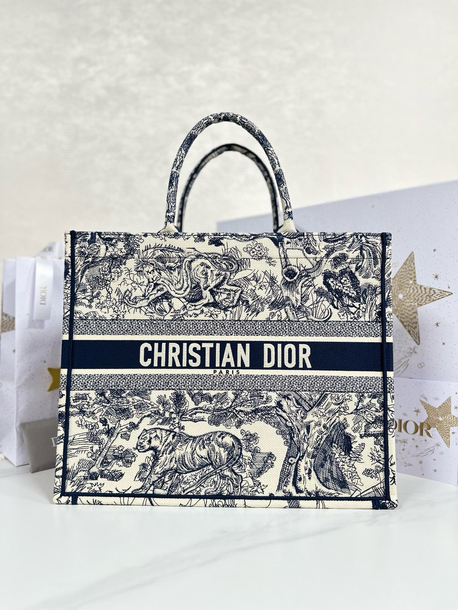 디올 Dior Large Dior Book Tote Blue Reverse 41.5cm