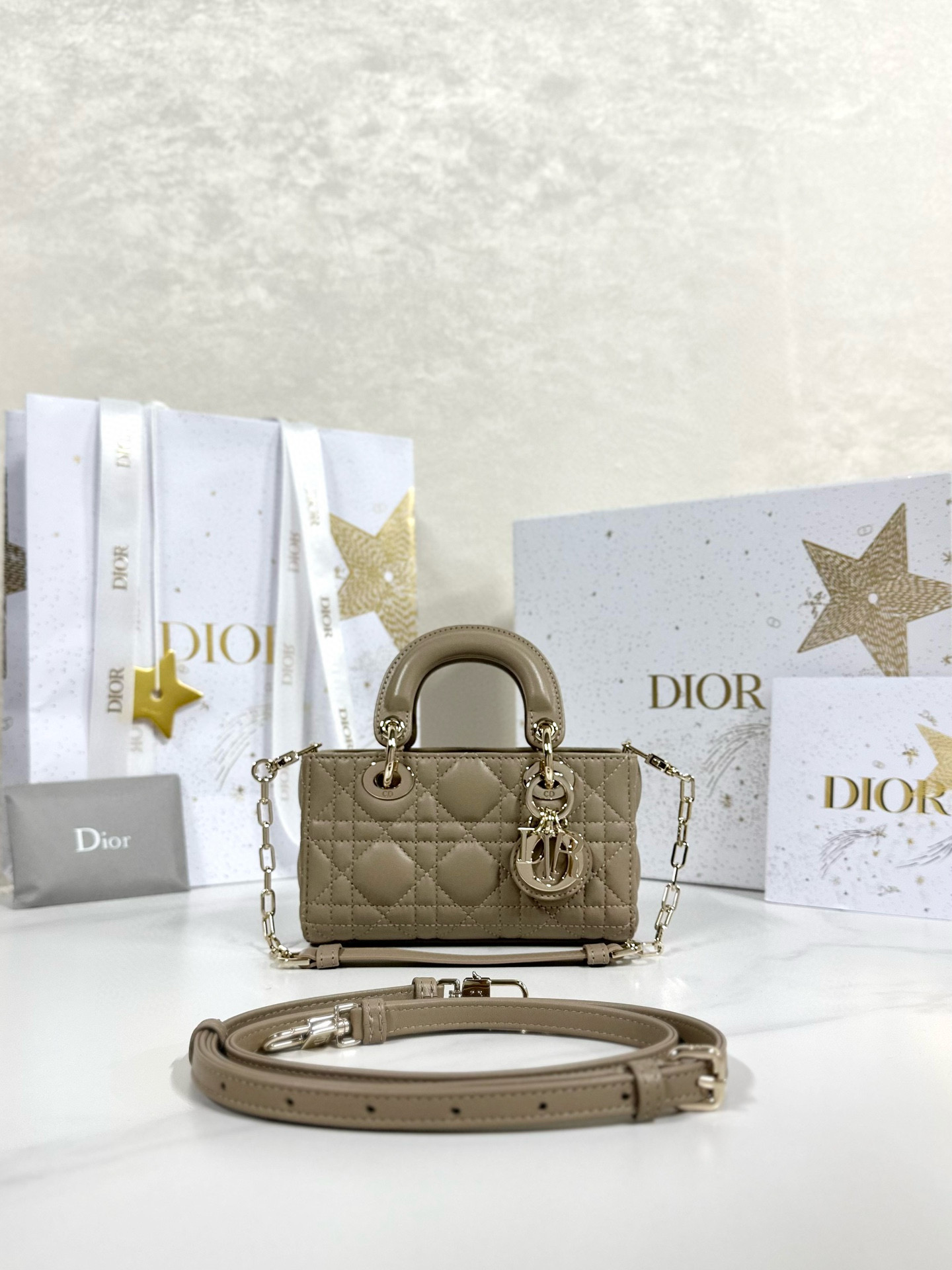 디올 Dior Lady D-Joy Micro Bag Apricot 16cm
