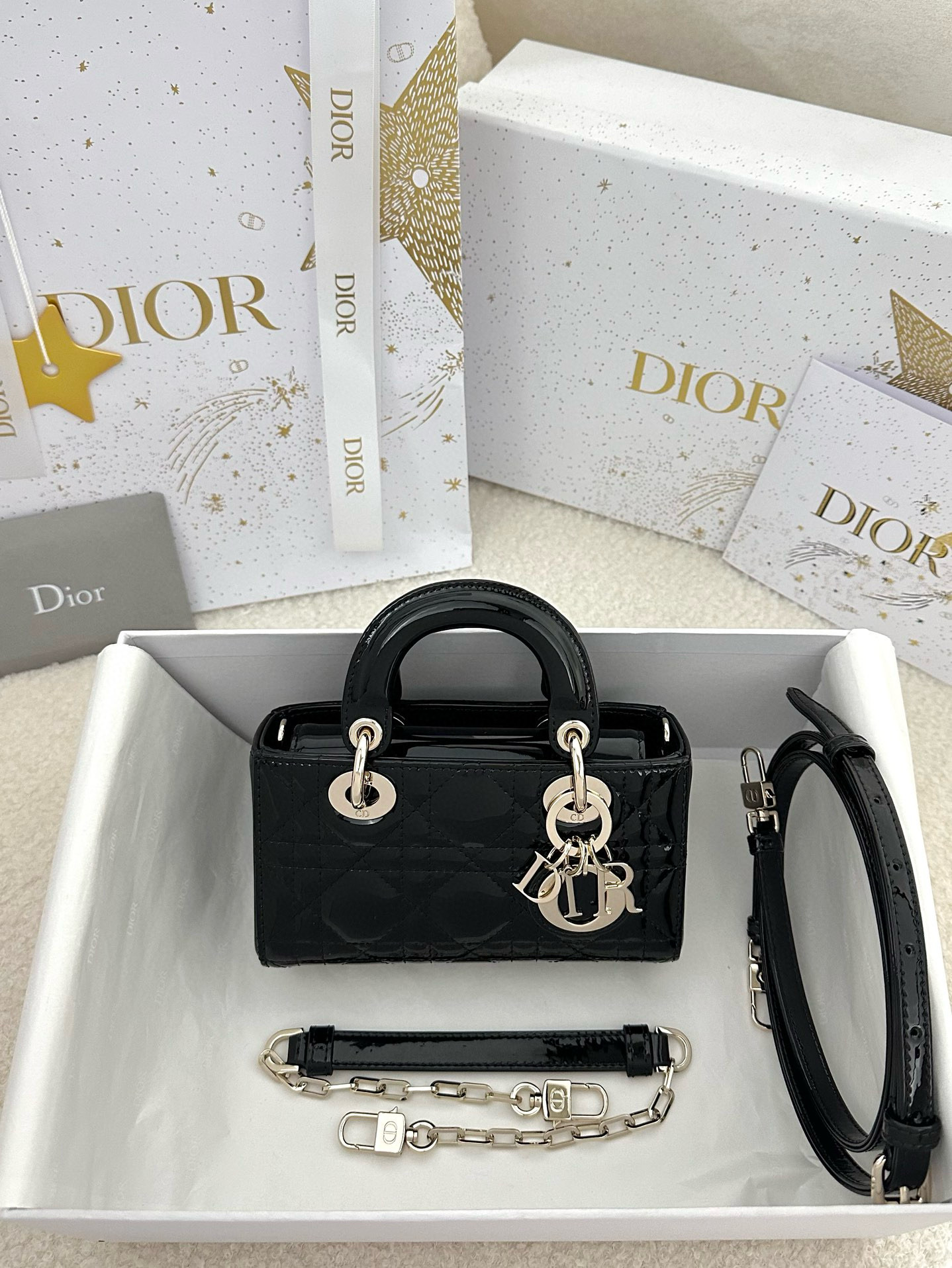 디올 Dior Lady D-Joy Micro Bag Black 16cm