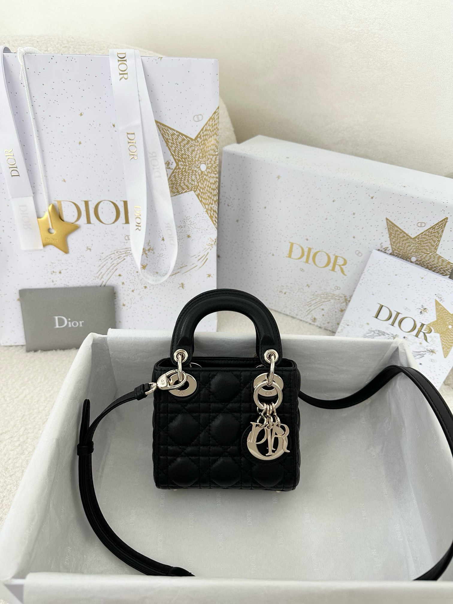 디올 Dior Lady Dior Micro Bag Black
