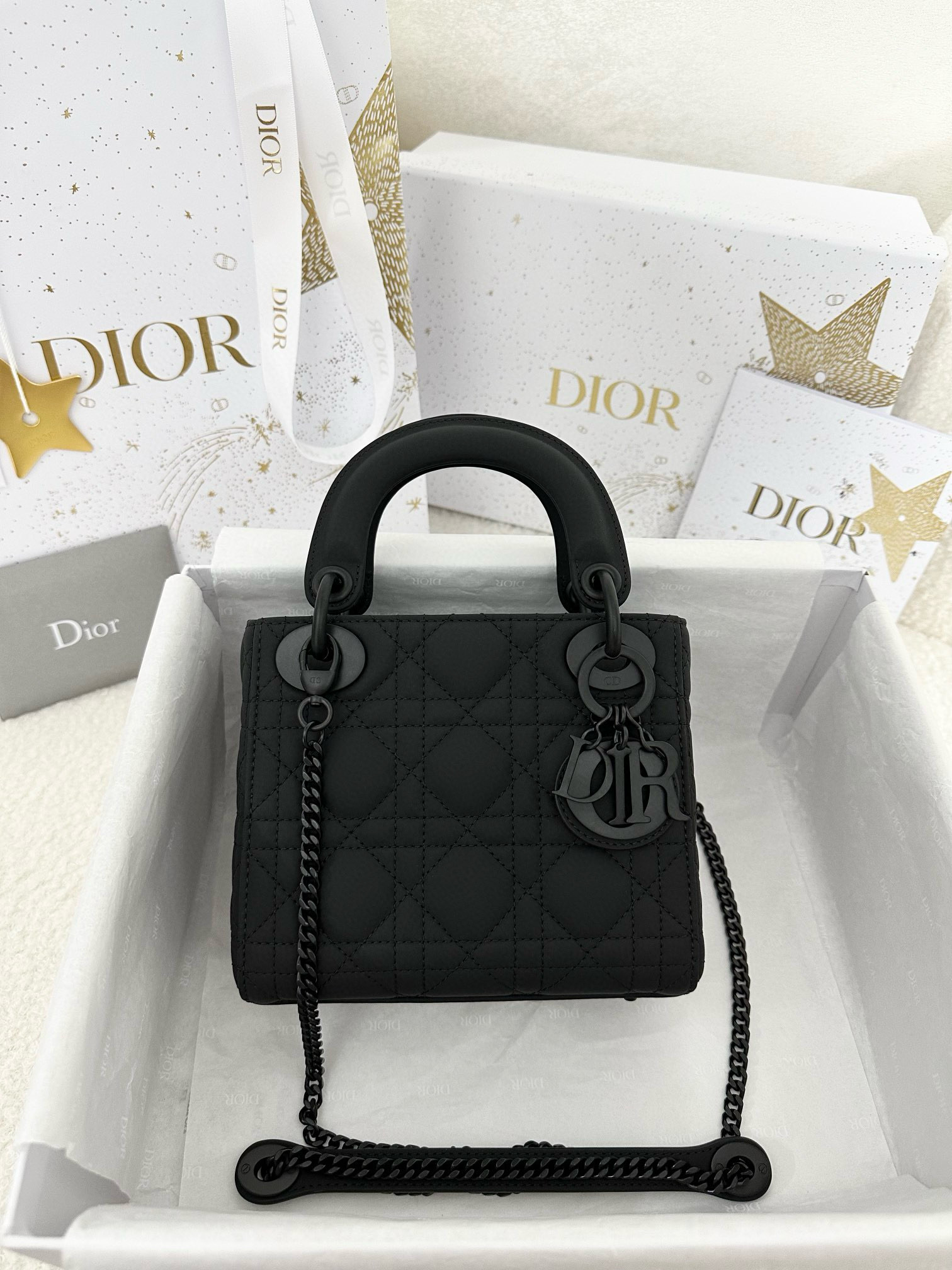 디올 Dior Mini Lady Dior Bag Black 17cm