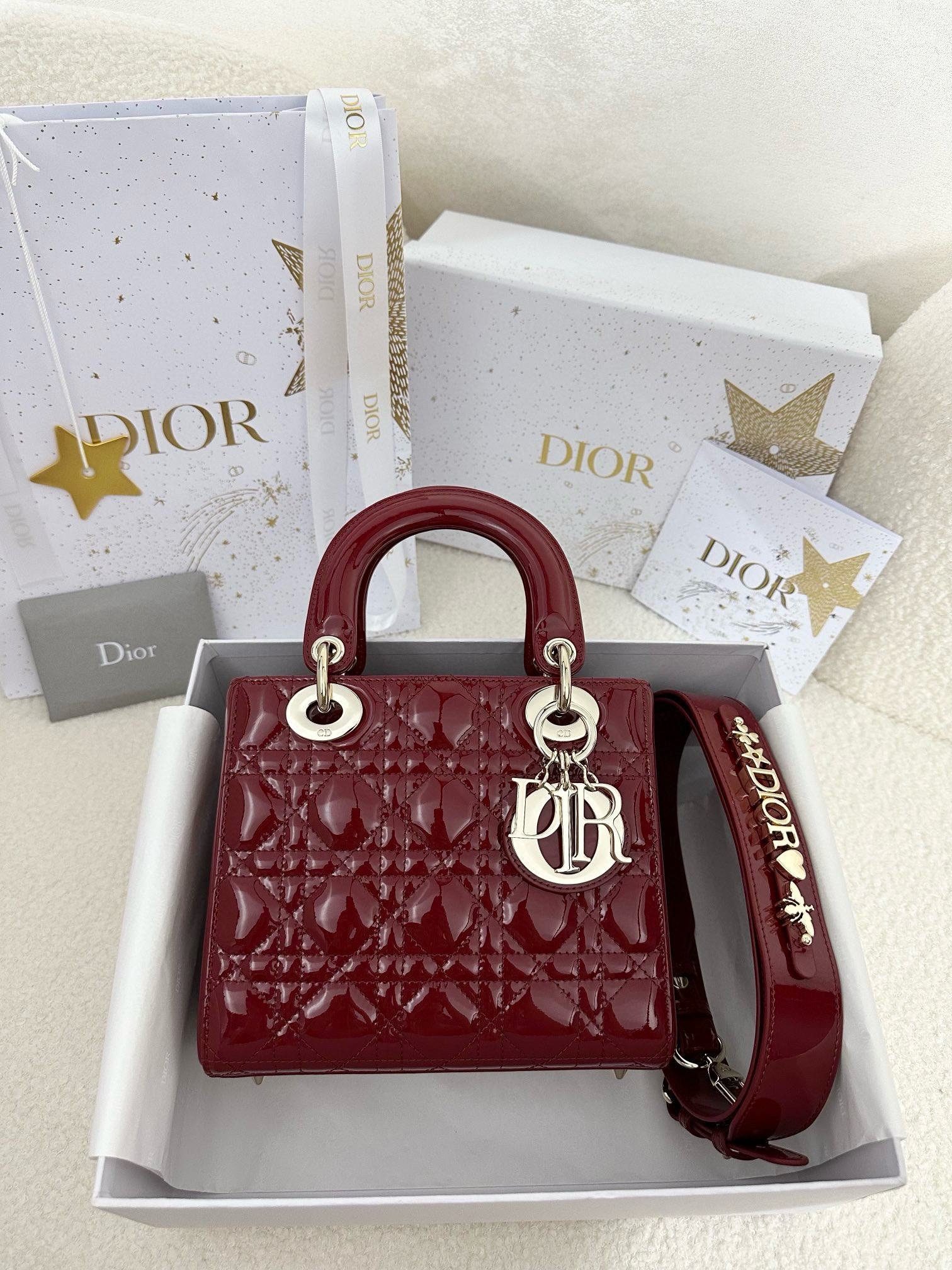 디올 Dior Small Lady Dior Bag Red 20cm