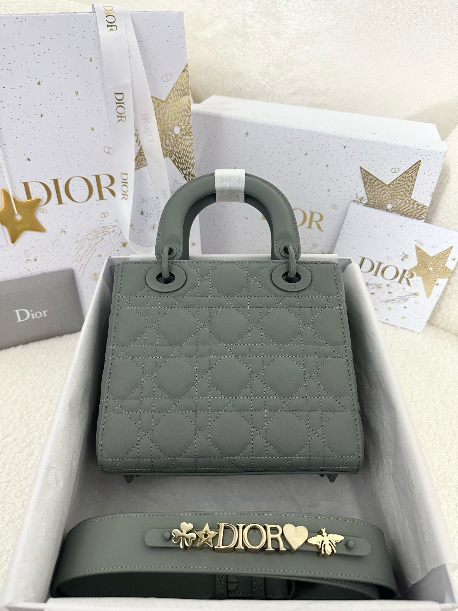 디올 Dior Small Lady Dior My ABCDior Bag grey 20cm