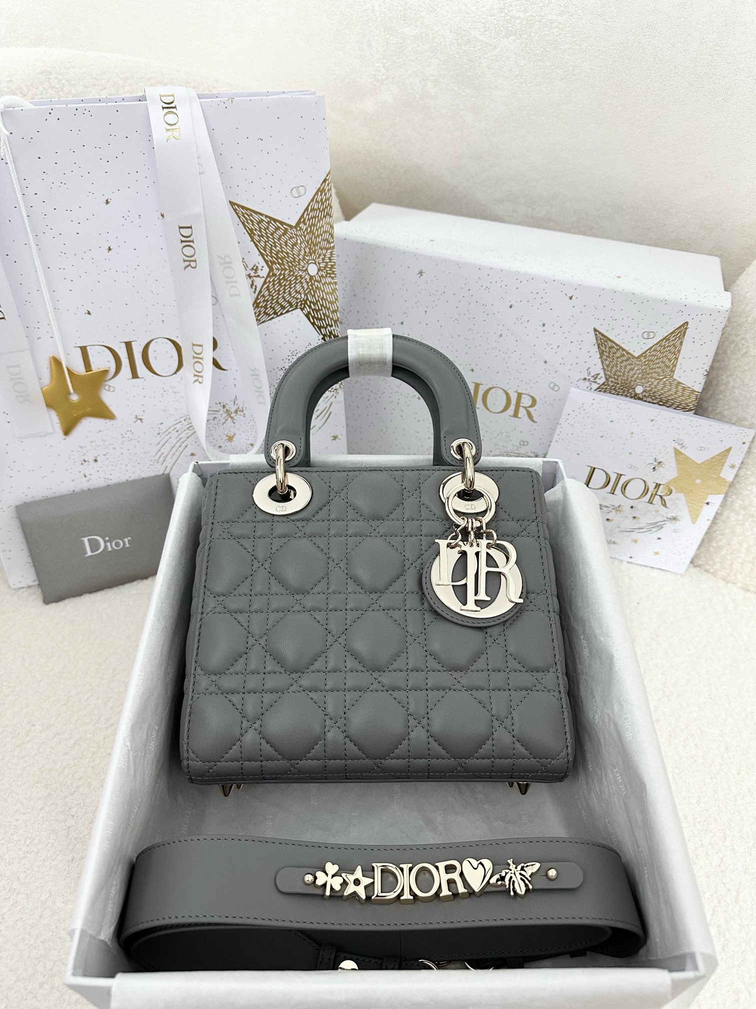 디올 Dior Small Lady Dior My ABCDior Bag grey 20cm