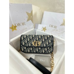 디올 Dior 30 Montaigne Avenue Bag Oblique Jacquard Blue 22.5cm