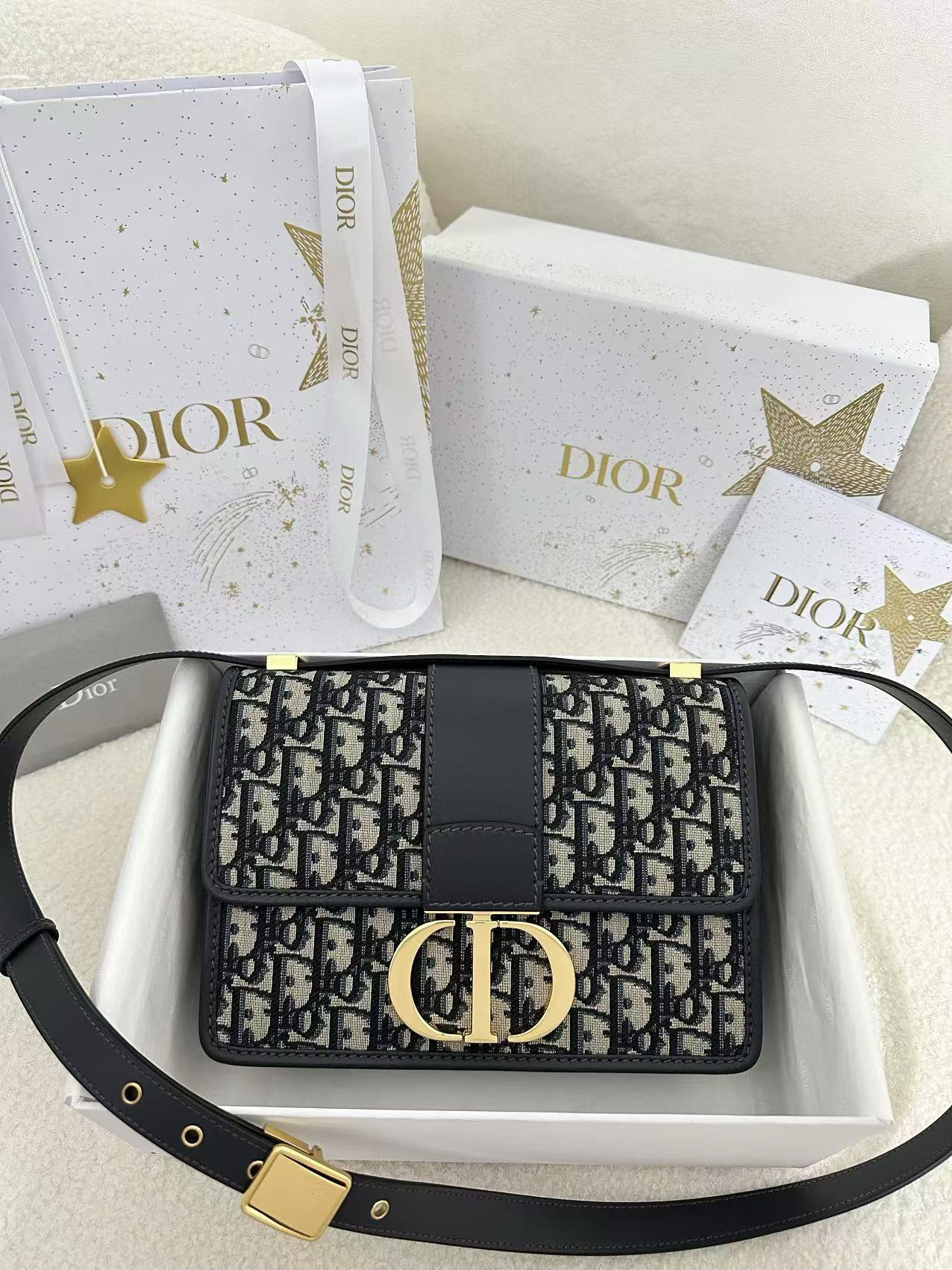 디올 Dior 30 Montaigne Bag Oblique Jacquard Blue 24cm