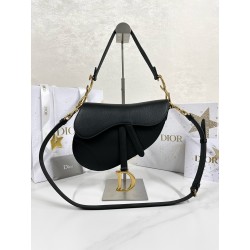디올 Dior Saddle Bag with Strap Black 25.5cm