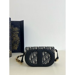 디올 Dior Signature Bag Oblique Jacquard Blue 21cm