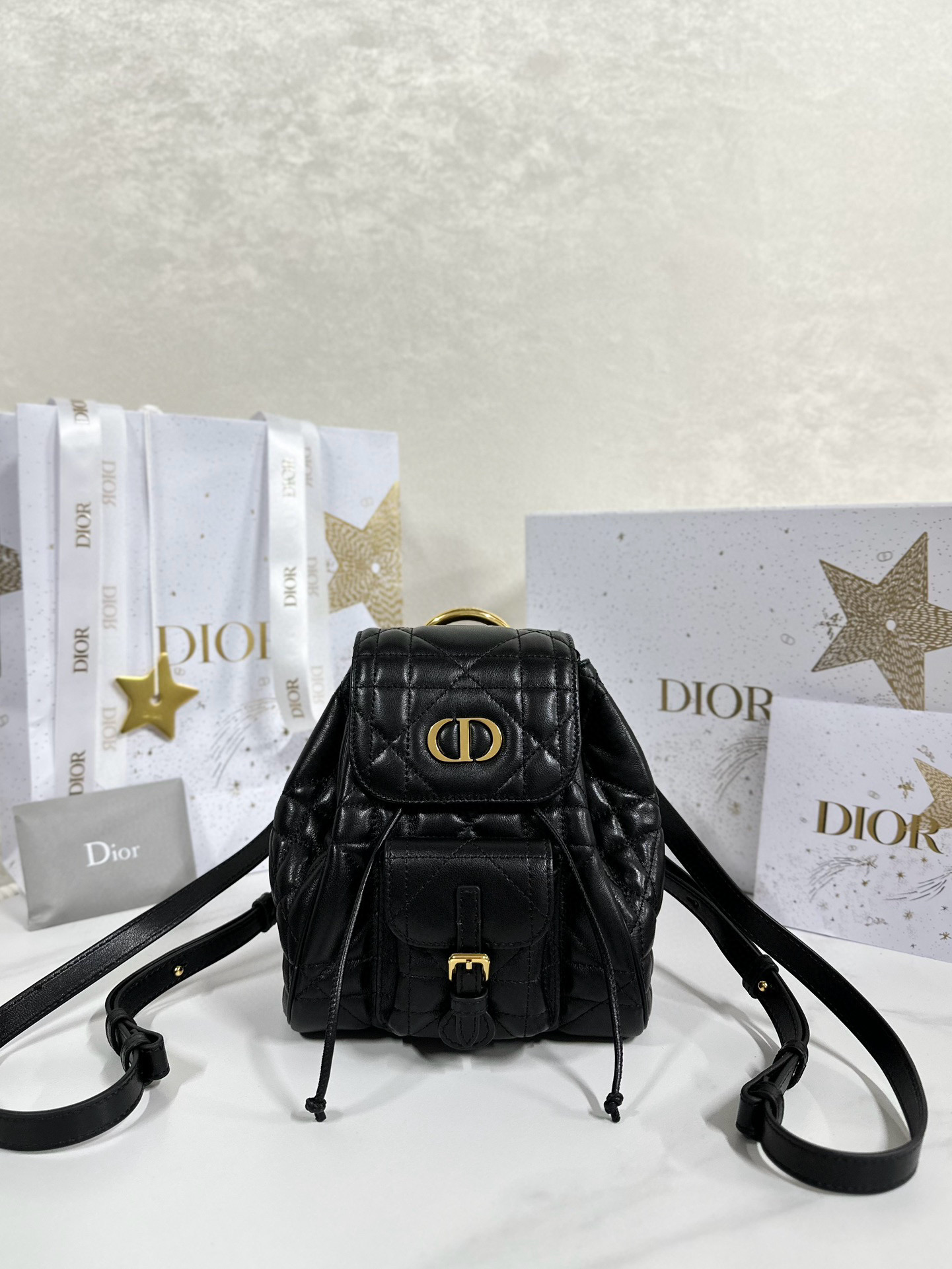 디올 Dior Small Dior Caro Backpack Black 20cm