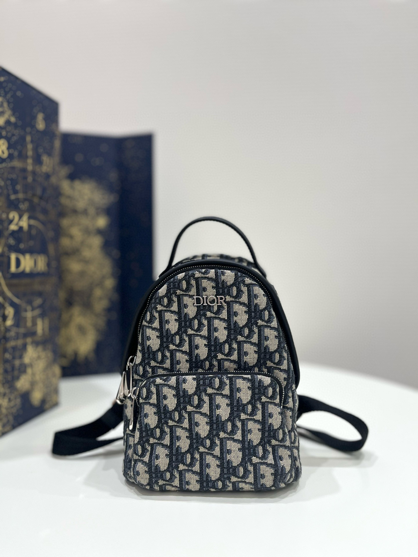 디올 Dior Kids' Mini Rider Backpack Oblique Jacquard Blue 24cm