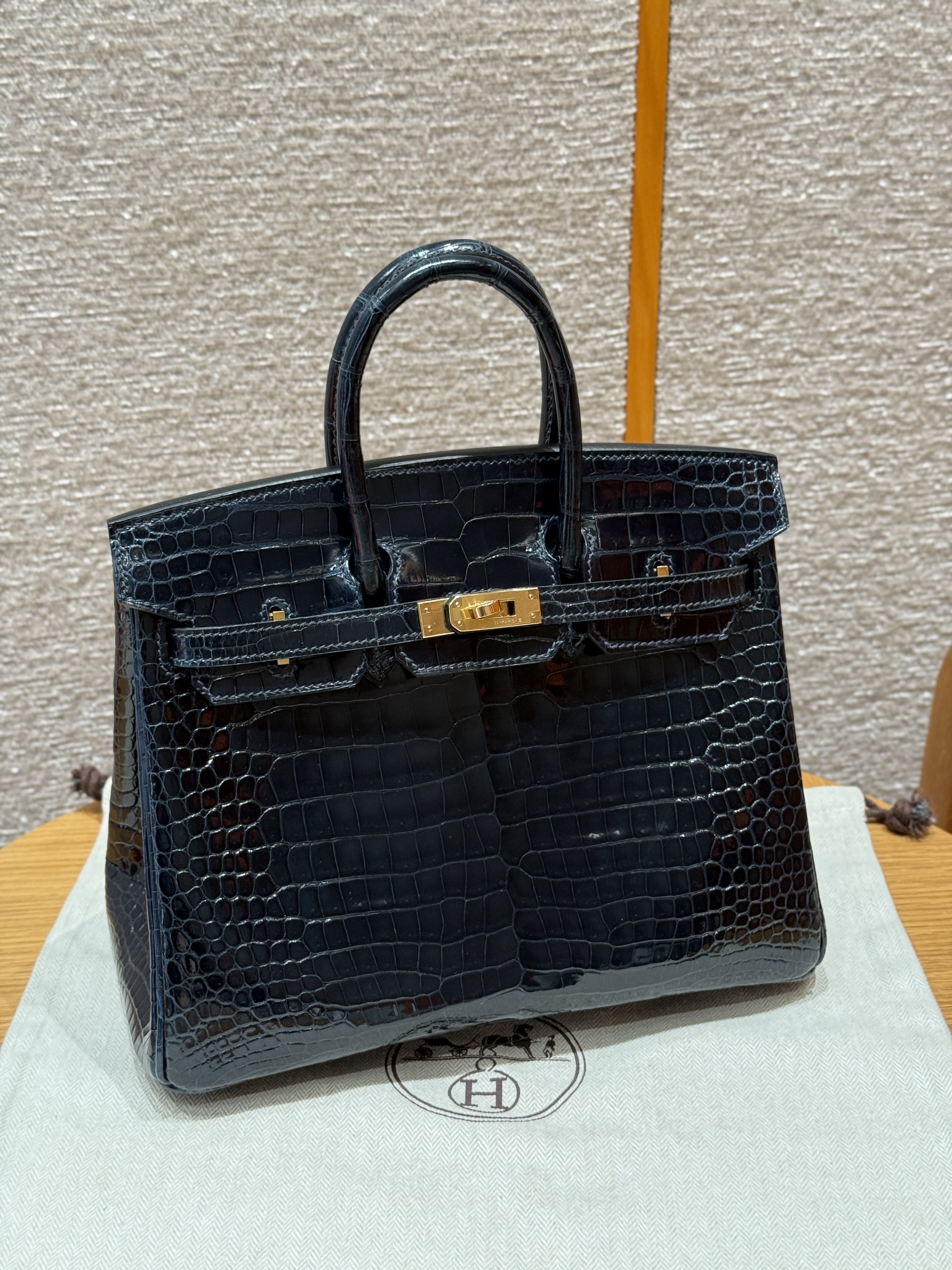 에르메스 Hermes Birkin 25cm Porosus Crocodile V0 Vert Rousseau/gold