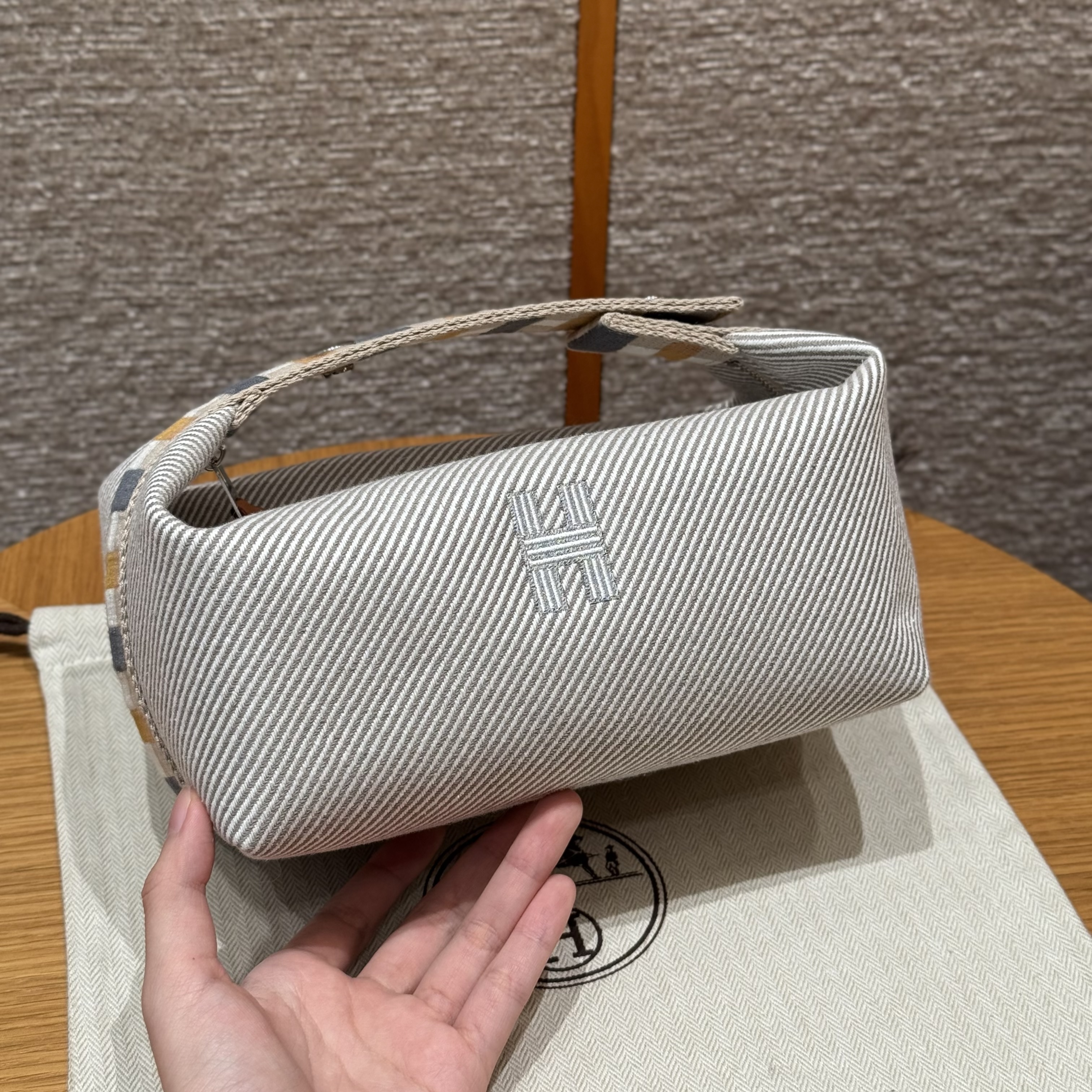 에르메스 Hermes Bride-a-Brac 21cm all- cotton grey/silver