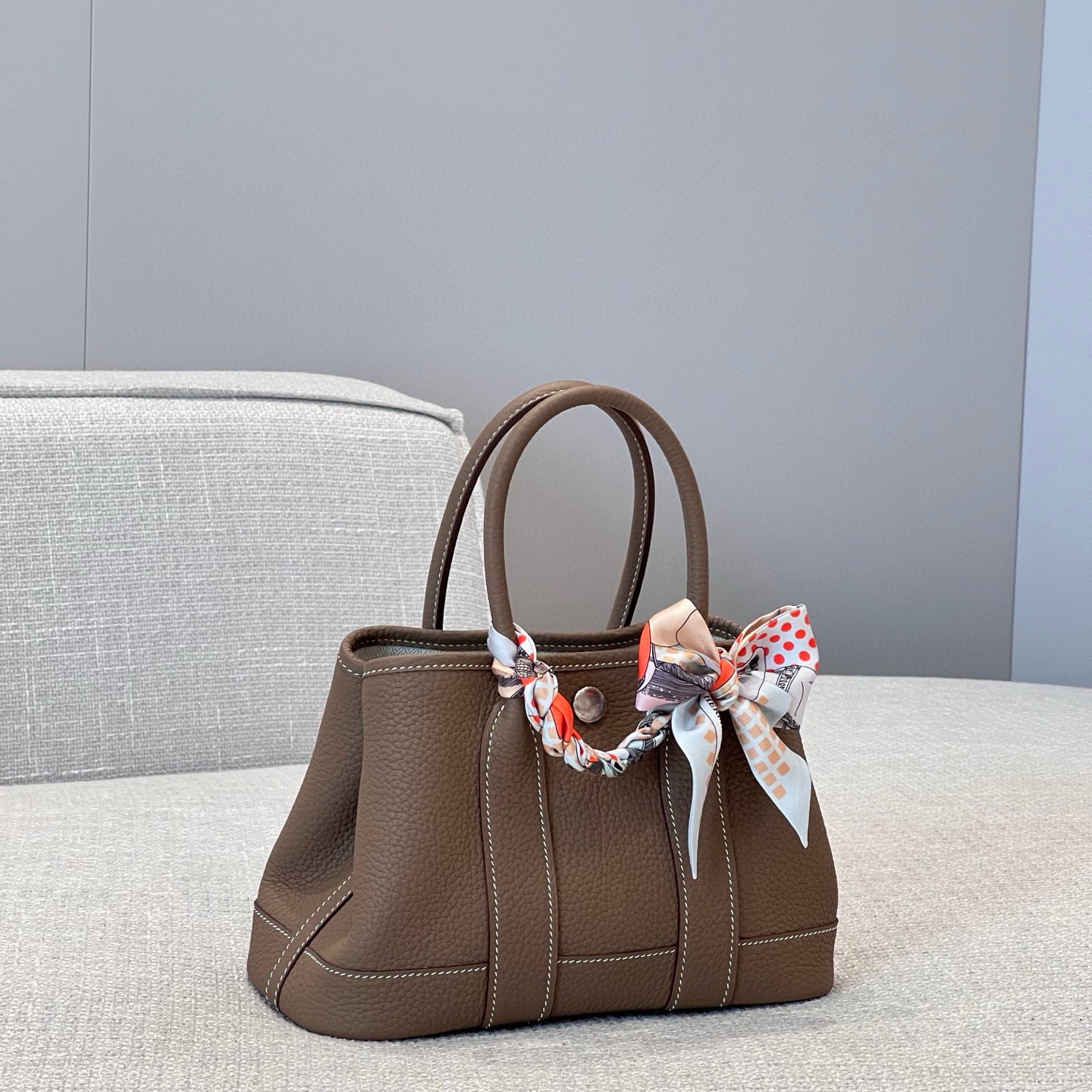 에르메스 Hermes Mini Garden party 23cm Germany Leather 18 Etoupe