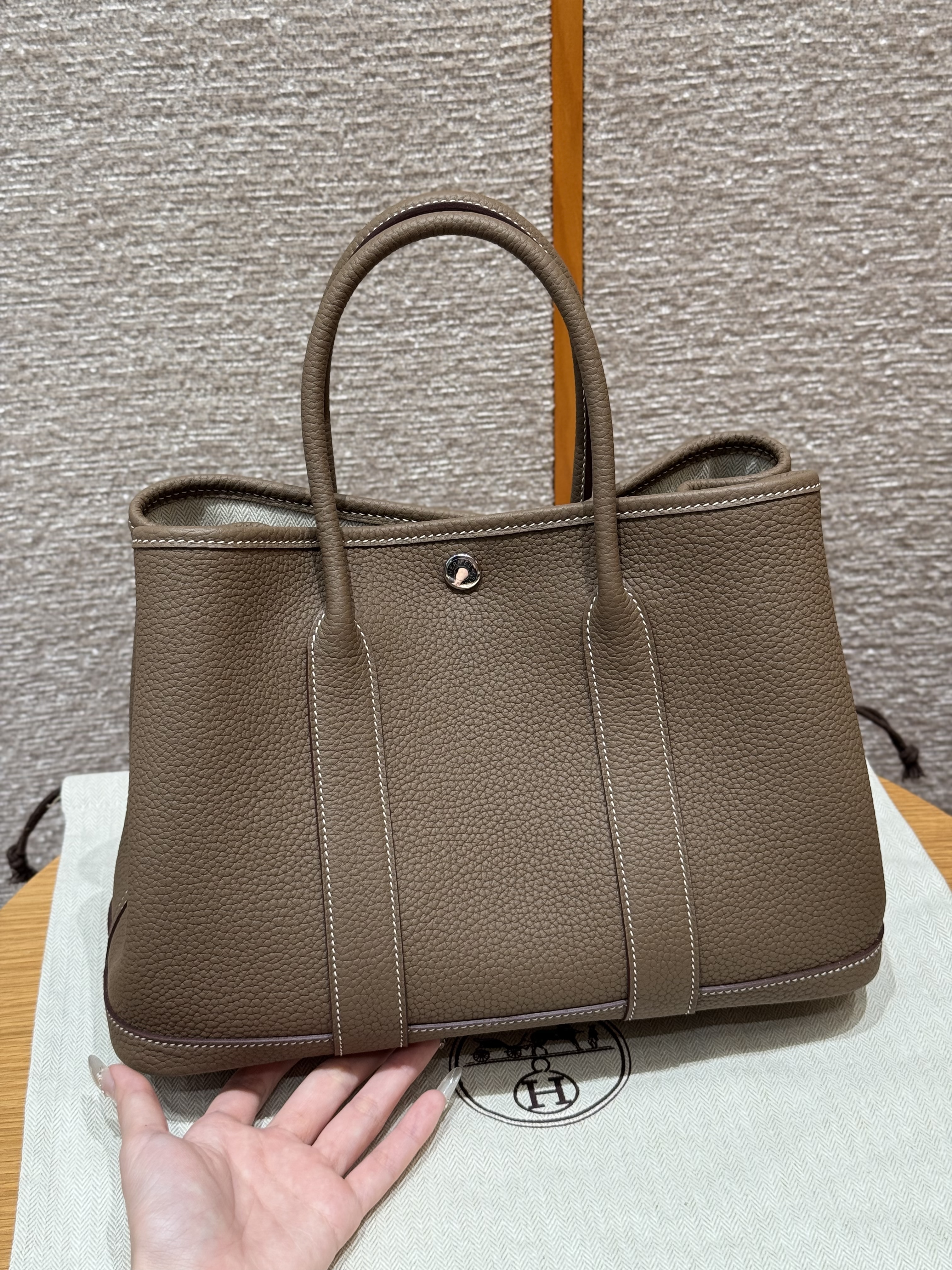 에르메스 Hermes Garden party 30cm Negonda 18 Etoupe/silver