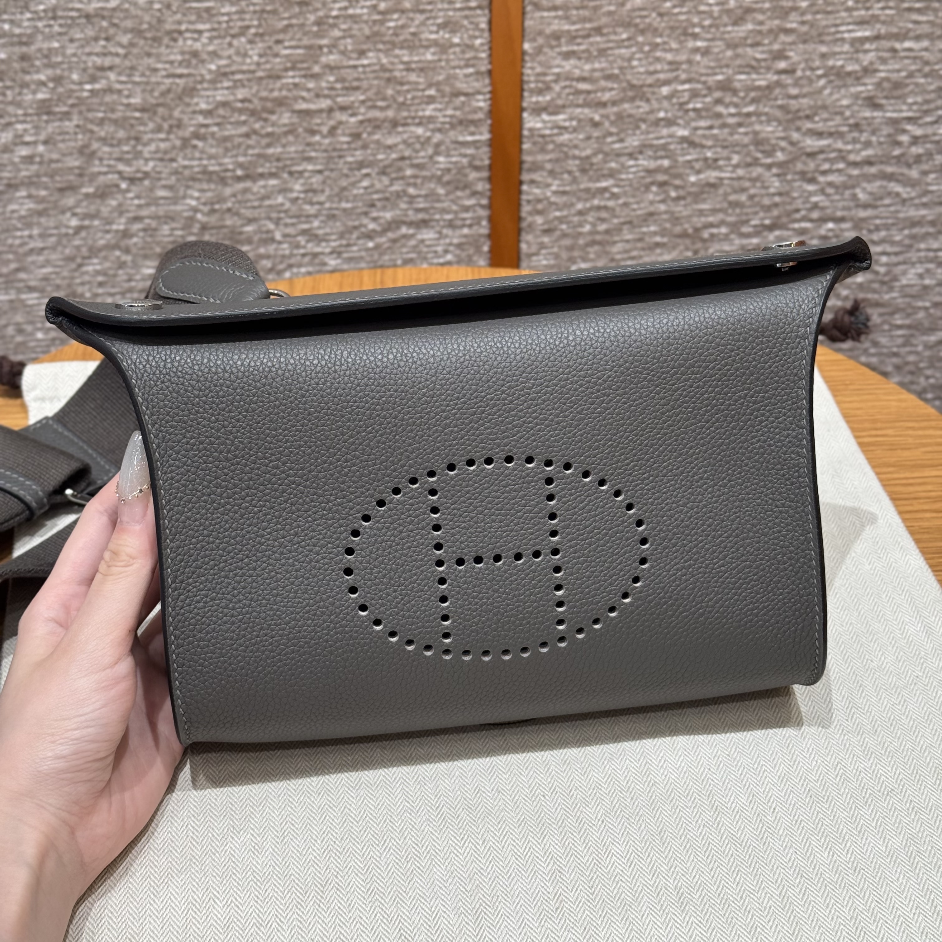 에르메스 Hermes Videpoches Togo 85 Ardoise/silver