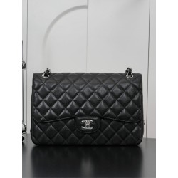샤넬 Chanel Jumbo Classic Flap Bag A58600 Black silver 30cm