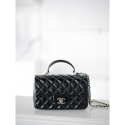 샤넬 Chanel 24k Mini Flap Bag with Top Handle AS2431 Black 20cm