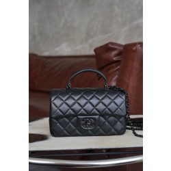 샤넬 Chanel 24A Mini Flap Bag with Top Handle so Black 20cm