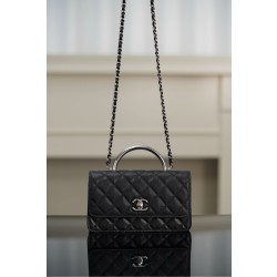 샤넬 Chanel 25P Flap Bag with Top Handle black 18.5cm