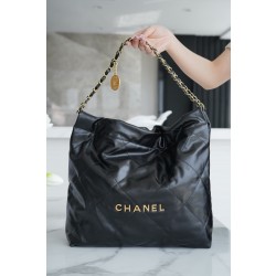 샤넬 Chanel 22P 22Medium  Handbag AS3261 Black gold 39cm