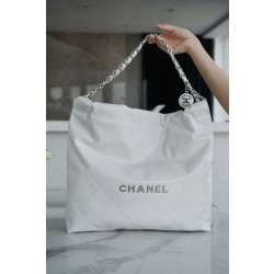 샤넬 Chanel 22P 22Medium  Handbag AS3261 White silver 39cm