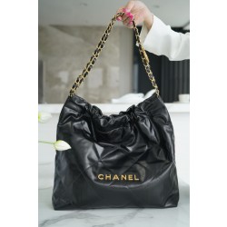 샤넬 Chanel 22P 22Medium Handbag AS3261 Black gold 39cm