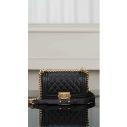 샤넬 Chanel Small Leboy Bag A67085 Black gold 20cm