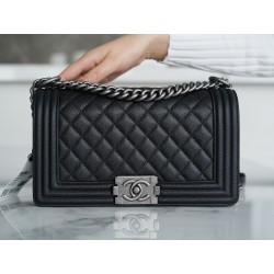 샤넬 Chanel Medium Leboy Bag A67086 Black silver 25cm