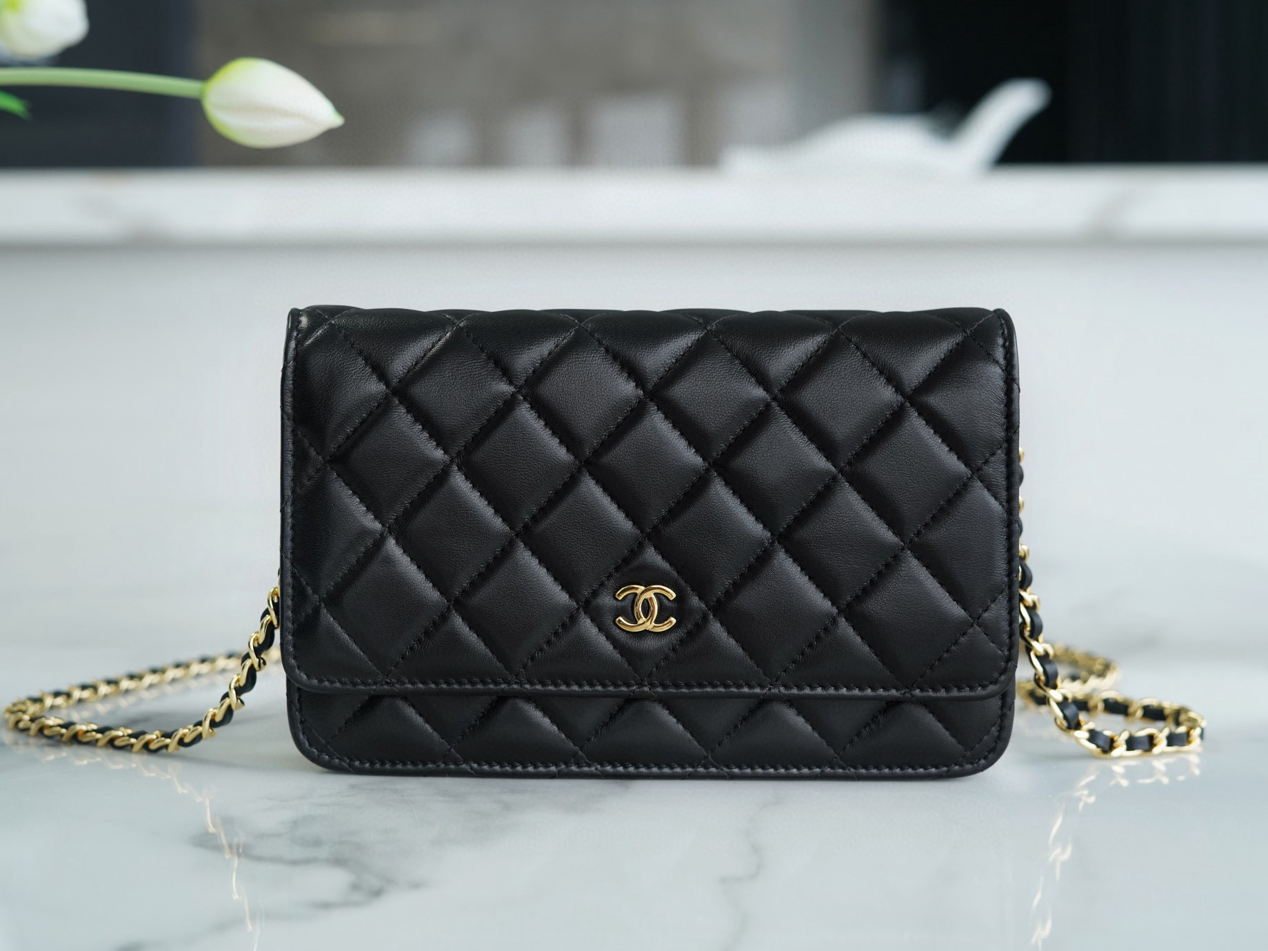 샤넬 Chanel Classic Wallet on Chain AP4241 Black gold 19cm