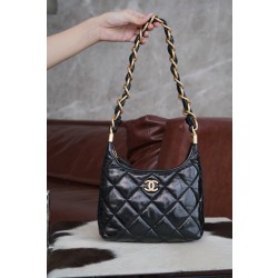 샤넬 Chanel 24A Small Hobo Handbag Black 22.5cm