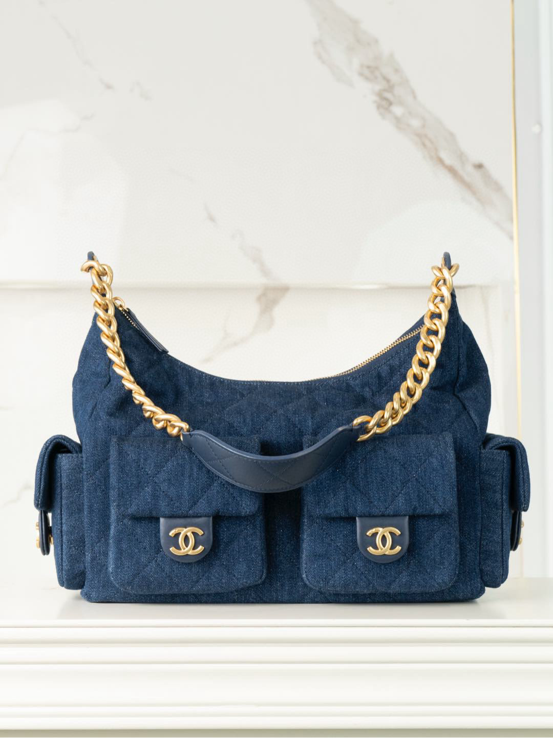 샤넬 Chanel 25c Small Hobo Handbag Deep blue 31cm