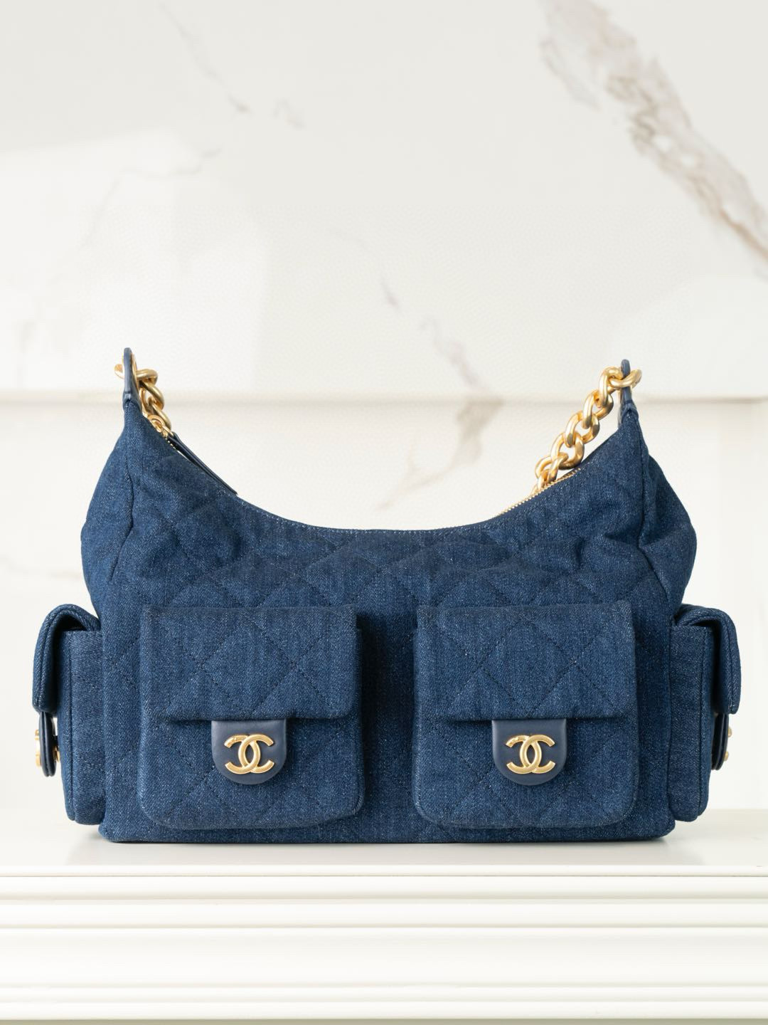 샤넬 Chanel 25c Large Hobo Handbag Deep blue 35cm