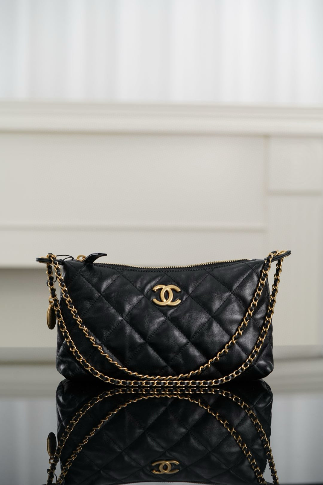 샤넬 Chanel 25S Small Hobo Bag Black 26cm