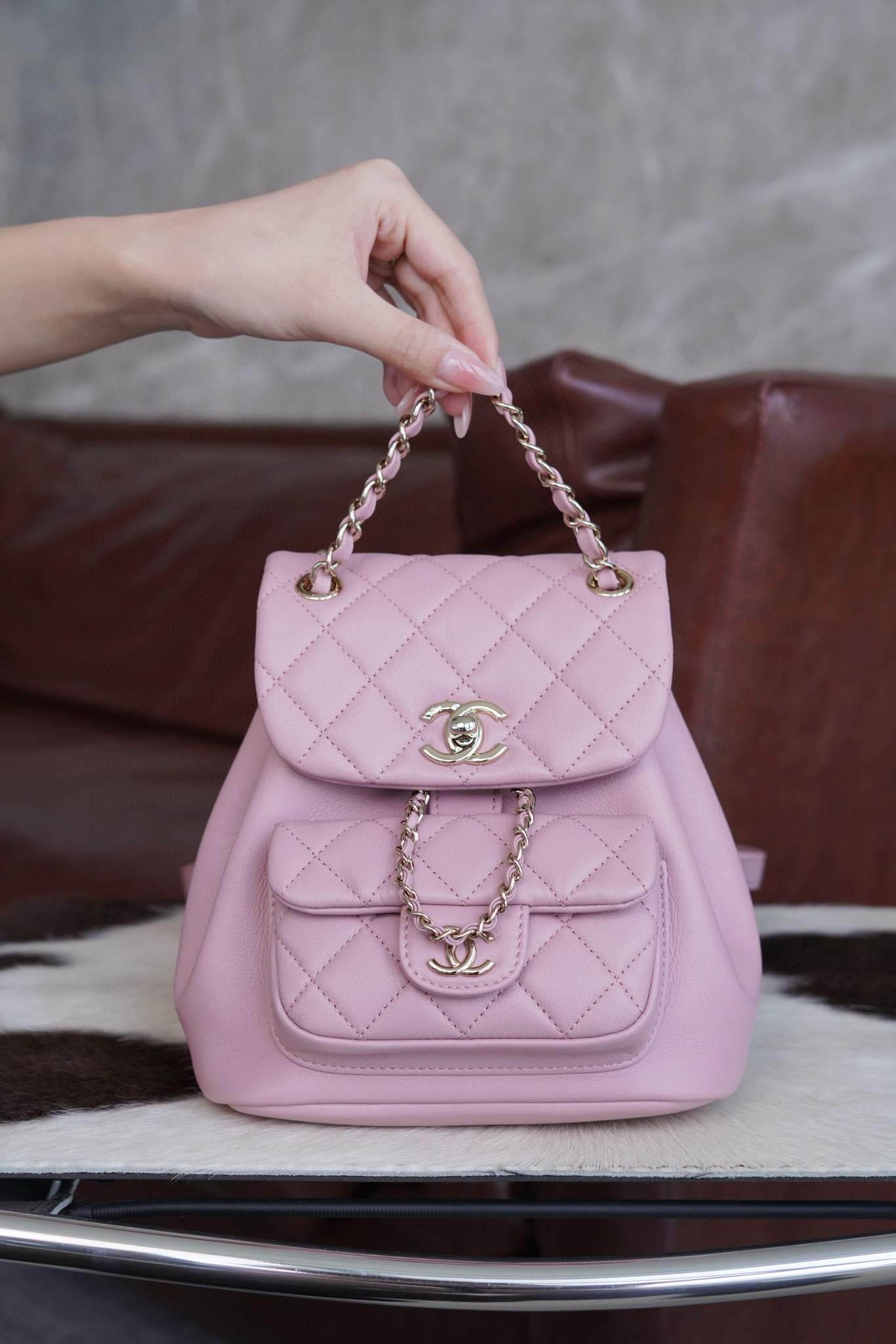 샤넬 Chanel 24p Duma Small Backpack Pink 18cm