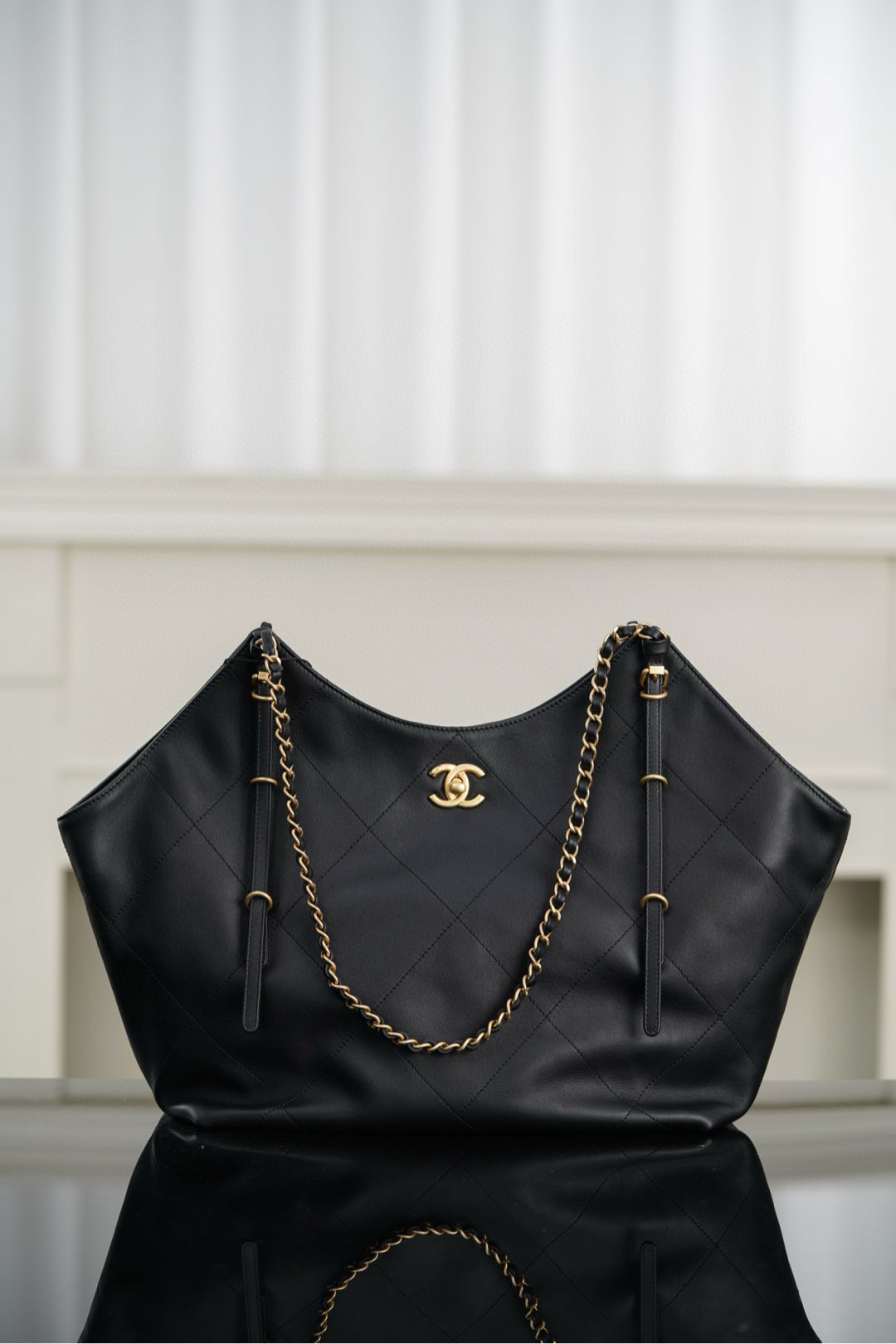 샤넬 Chanel 25S Small Maxi Shopping Bag Black 47cm