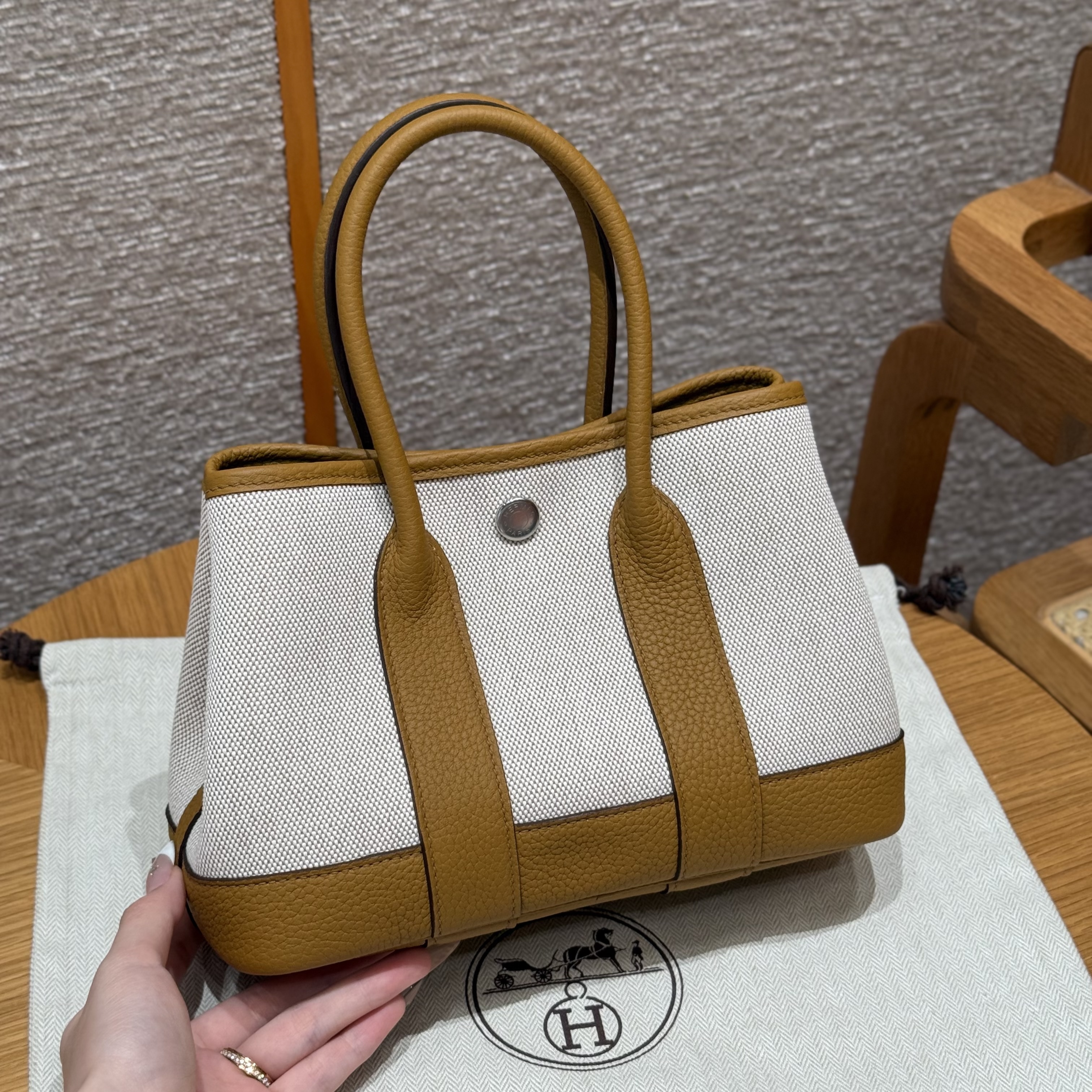 에르메스 Hermes Garden party mini 23cm Canbas and Negonda ecru beige Naturel Sable