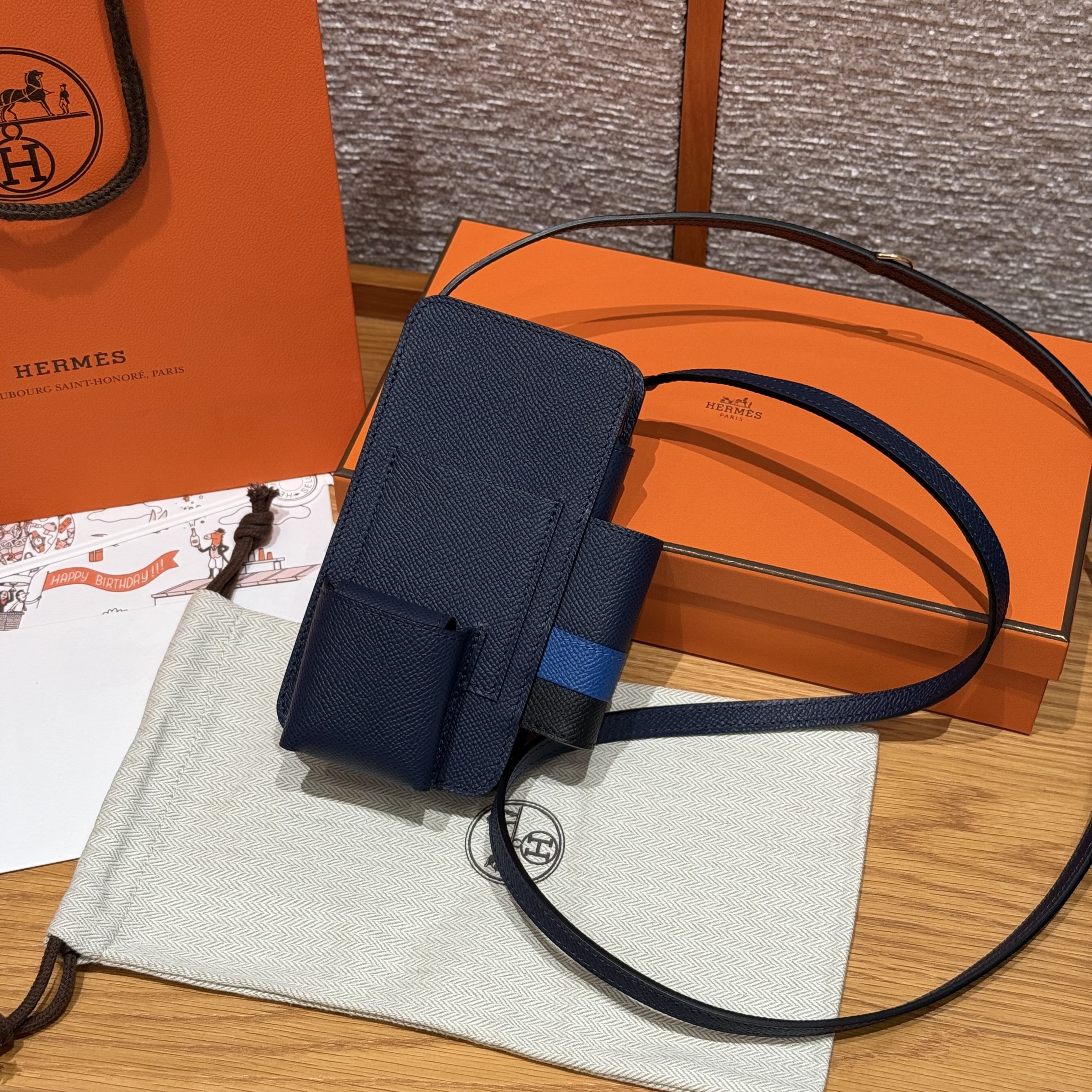 에르메스 Hermes Hermesway Epsom 73 Blue Saphir 71 Blue France/gold