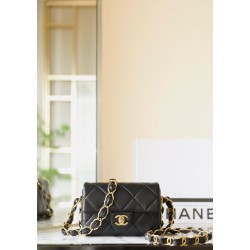 샤넬 Chanel 24K Mini Classic Flap Bag Black 17cm