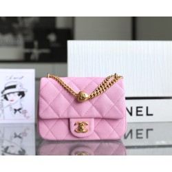샤넬 Chanel 24P Mini Flap Bag C-541 Pink 20cm