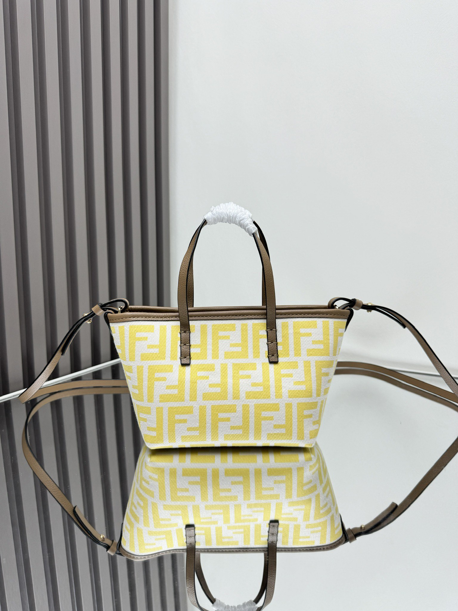 펜디 FENDI 8BS096 Roll Mini Fabric FF Jacquard Mini Bag 23CM
