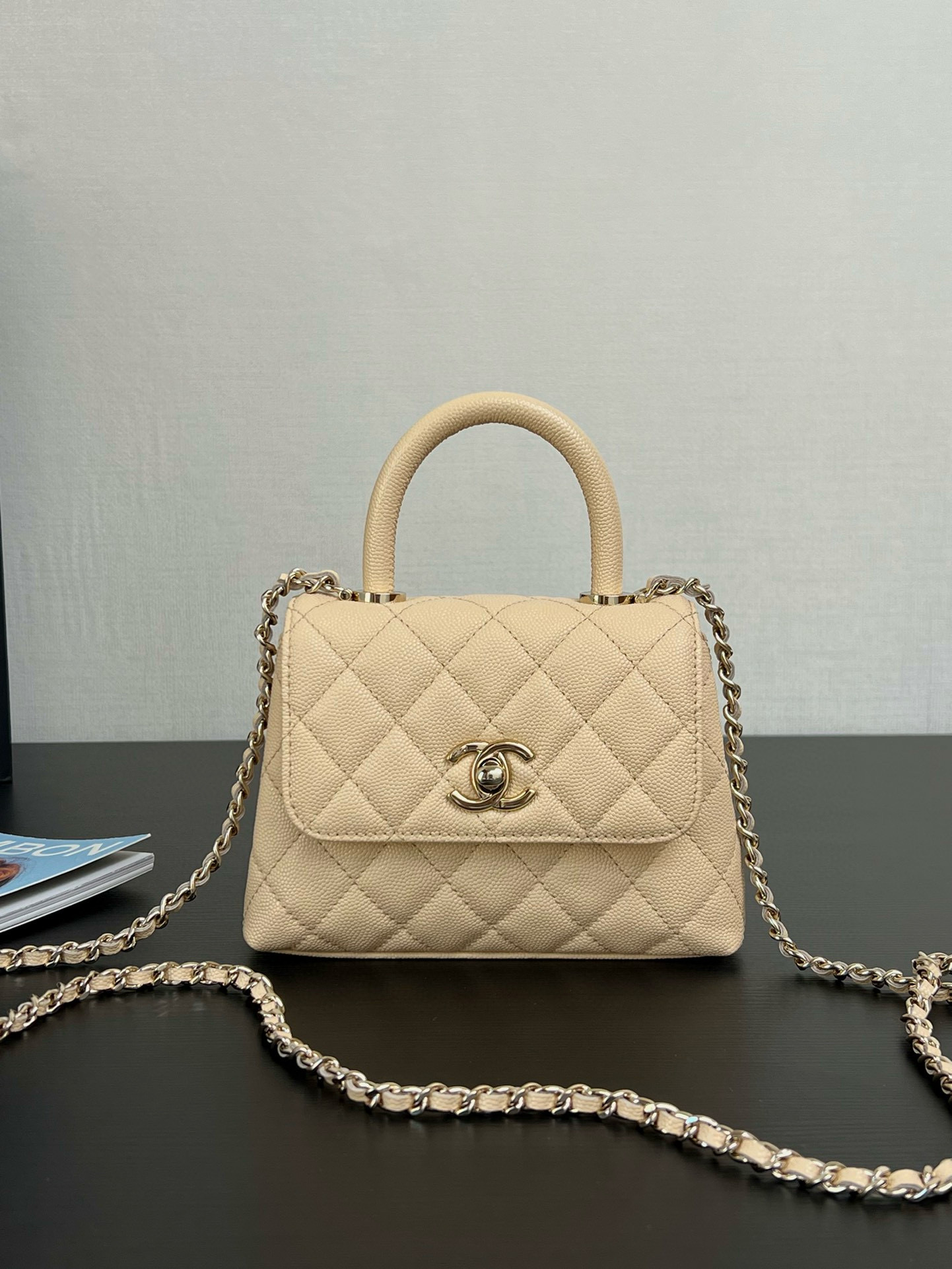 샤넬 Chanel Mini CoCo Handle Nano Flap Bag 99410 Apricot 14.5cm