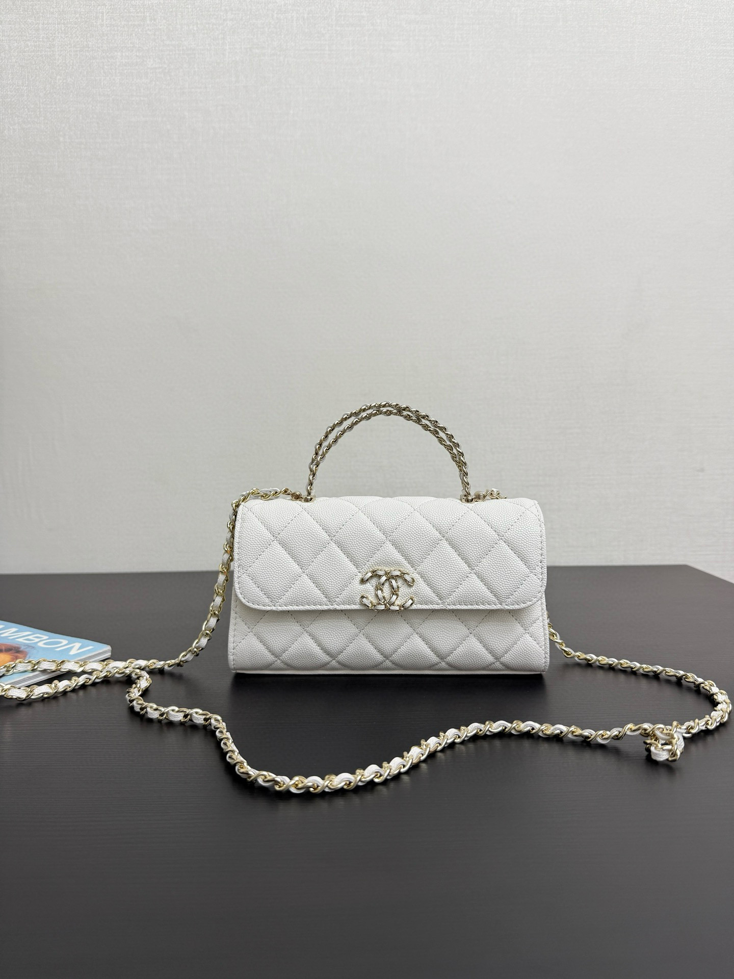 샤넬 Chanel 25s AP3238 Flap Phone Holder with Chain 99194 White 18cm