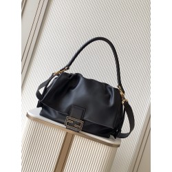 펜디 FENDI 8BR834 Mamma Baguette Large Nappa Leather Bag Black 31.5CM