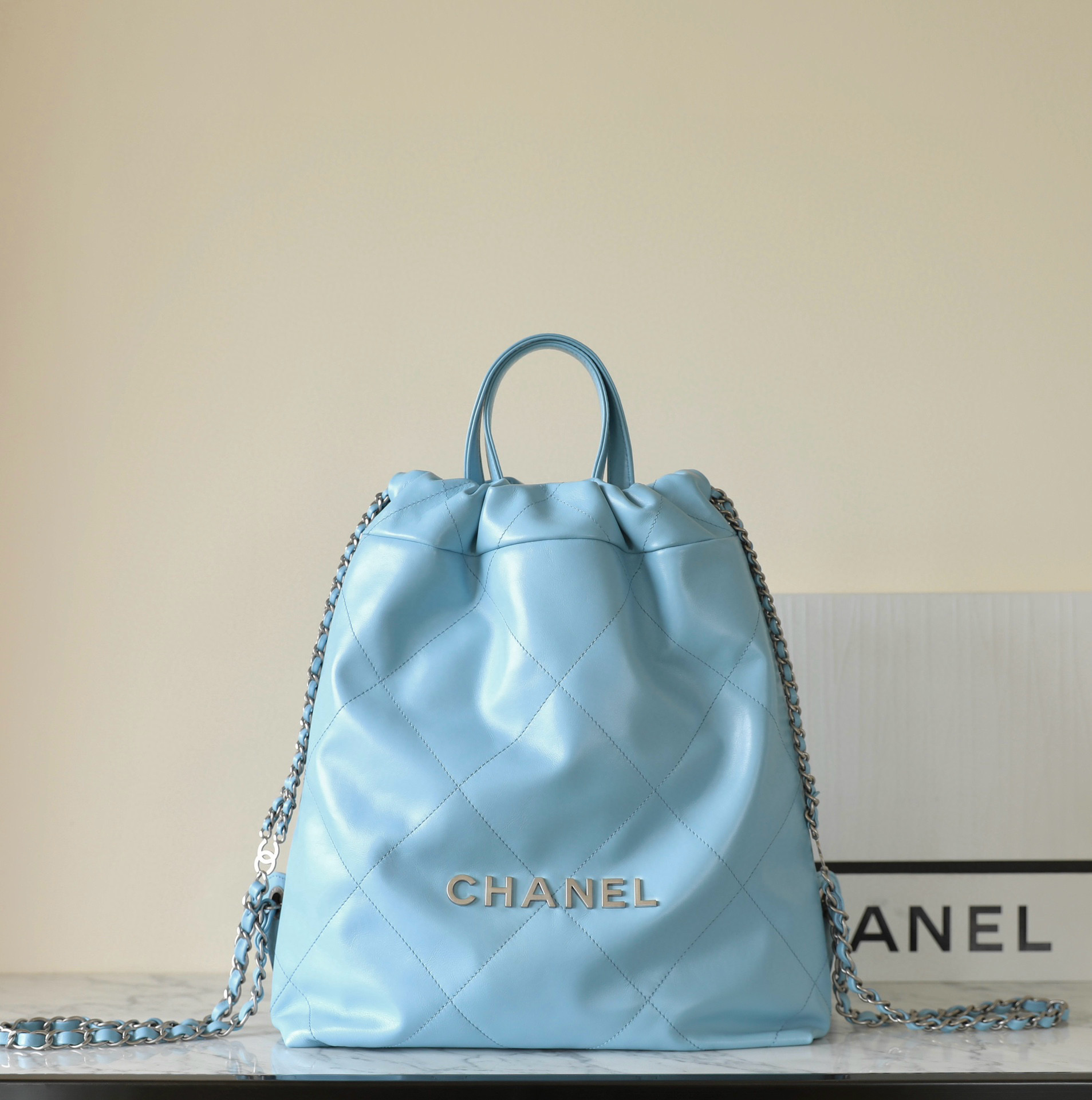 샤넬 Chanel 23P 22Small Backpack C-061 Blue 34cm